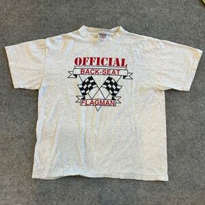 Vintage Oneita Official Back-Seat Flagman Racing Single Stitch T-Shirt Adult L